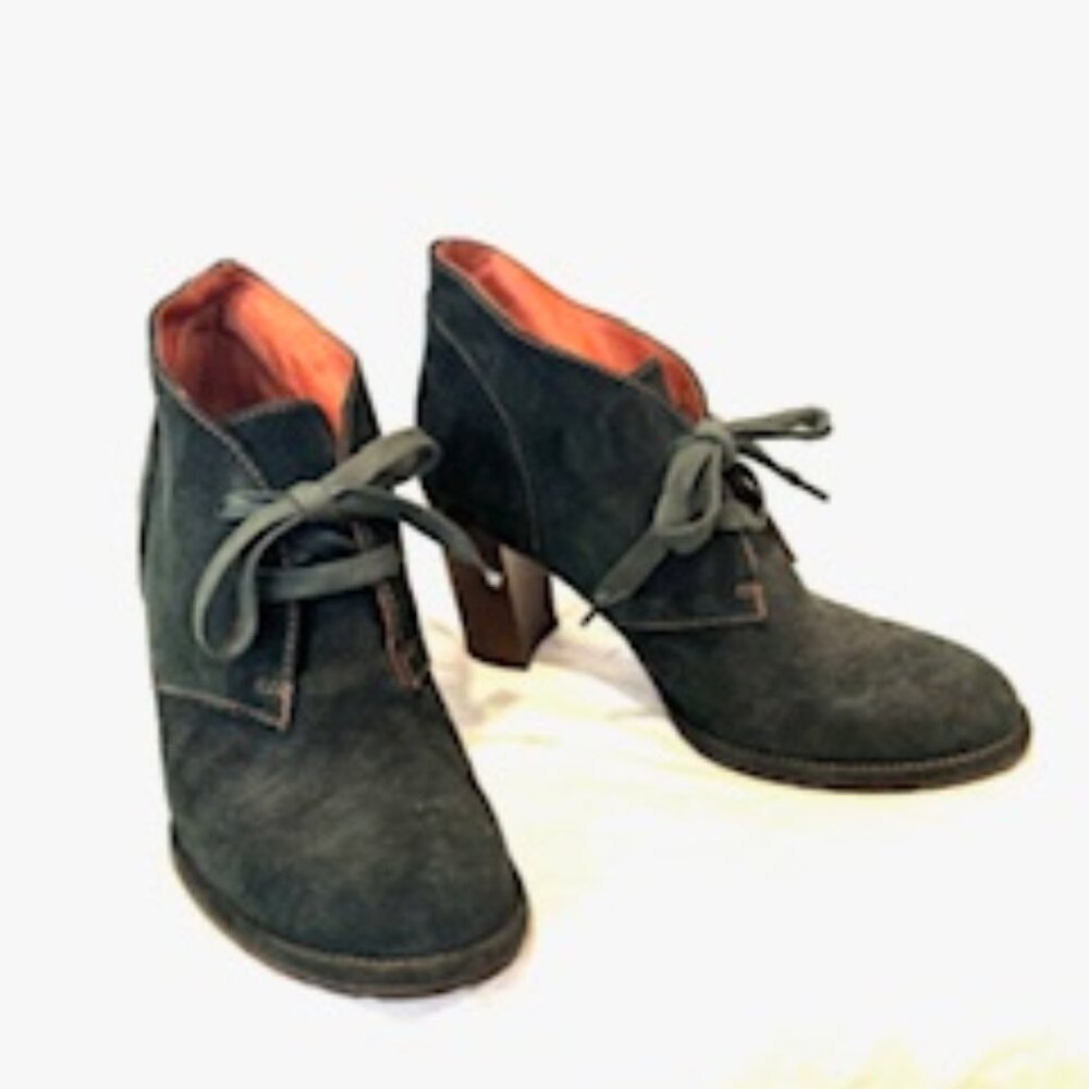 Virgola Dark Green Suede Heel Boots